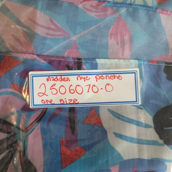 Madden NYC Kimono Womens One Size Blue Tropical Duster Sheer Beach Swim Coverup - Picture 9 of 9